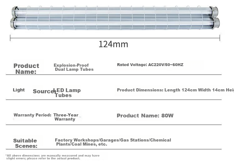 Biuyum Explosion-Proof LED Tube Light, Daylight, Factory Workshop Lighting, White Light, 1.2m Single Tube, 40W 12