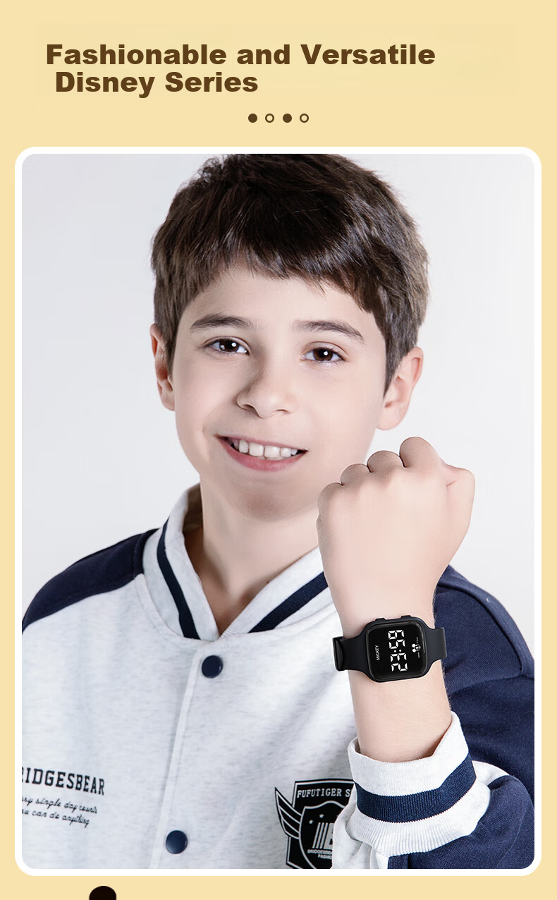 Disney Mickey Kids Sports Watch Student Luminous Waterproof Silent Vibration Alarm Clock Electronic Watch for Boys and Girls Middle and High School 11