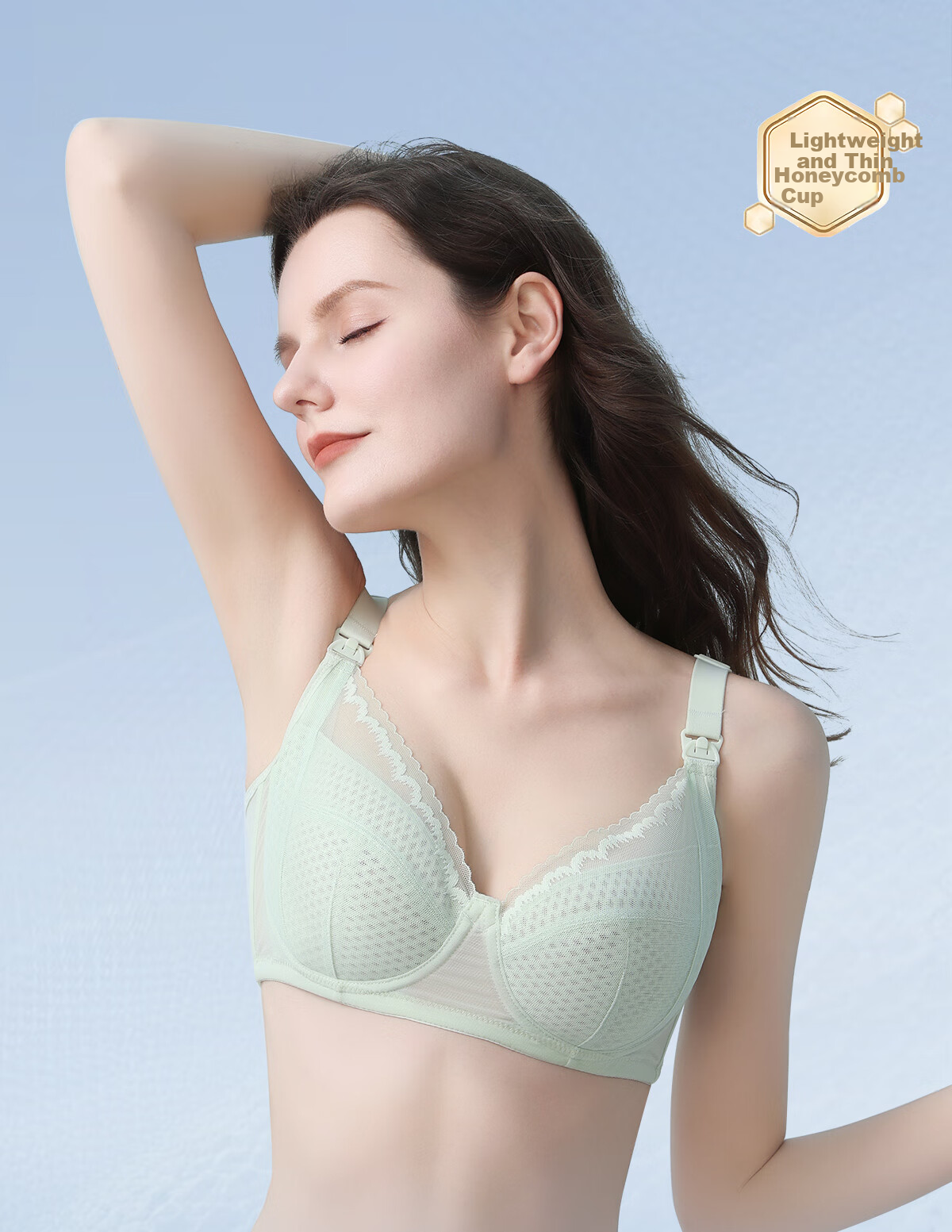 JOYNCLEON Honeycomb Cup Nursing Bra Summer Thin Maternity Breastfeeding Anti-Sagging Pink L 2
