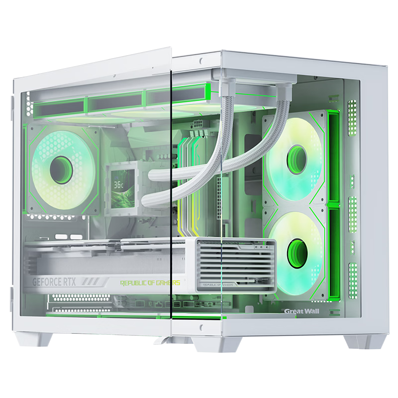 Great Wall Archimedes KM16 White Seaview Case (No Pillar 270° Panoramic/Magnetic Glass Swing Door/M-ATX/360mm Water Cooling Support/9 Fan Slots/Dust Filter)