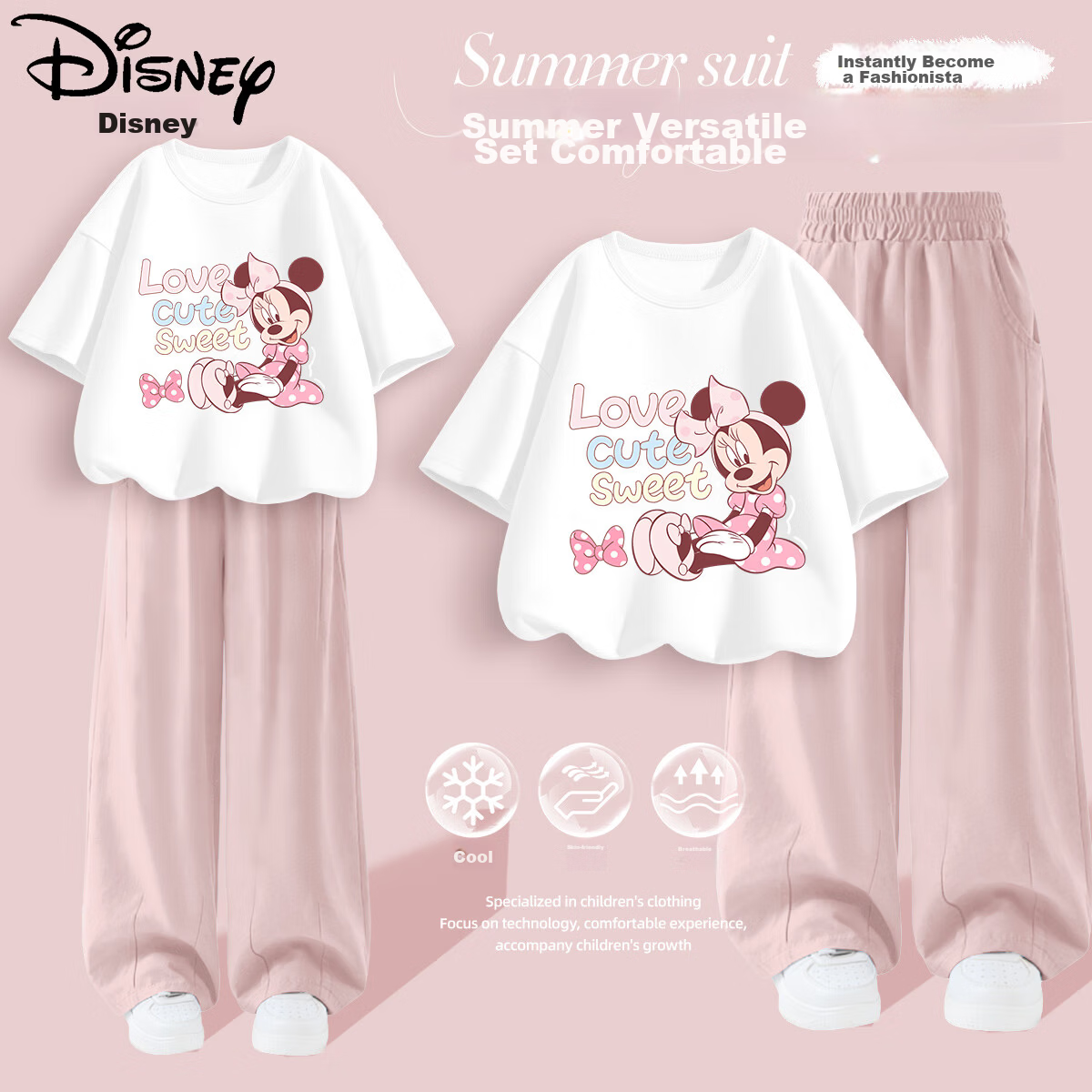 Disney Girls' Casual Set 2026 Summer New Popular Kids Clothing Cute Versatile Outfit