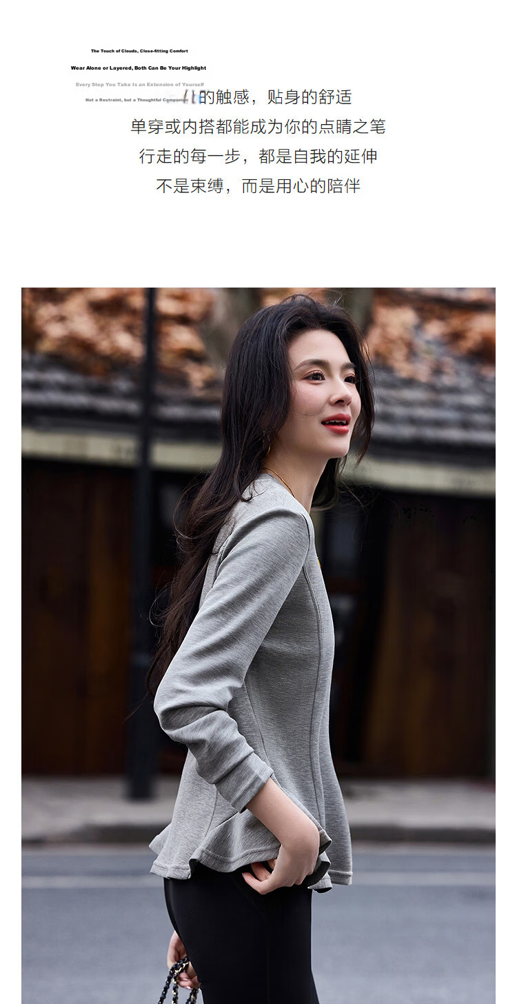 Demana Cloud Soft Spring Design Irregular Hem Round Neck Long Sleeve Slimming Conceal Body T-Shirt for Women Premium Feel 6