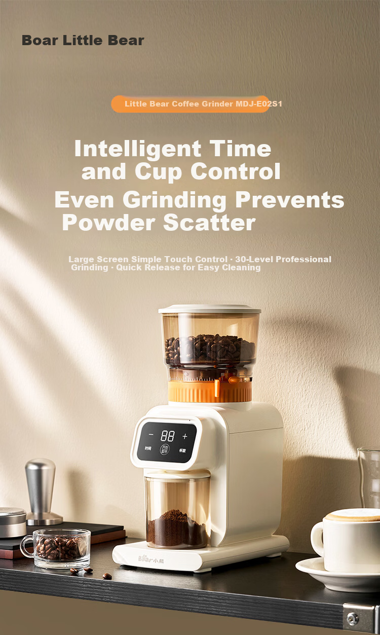 Bear Home Electric Coffee Grinder 30-Level Adjustable Espresso Machine with Cup Volume Setting E02S1 1