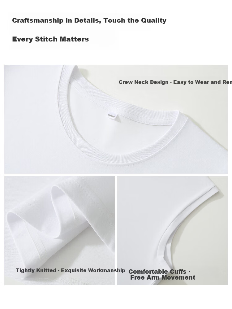 Nanjiren Men's Pure Cotton Vest Summer Outdoor Sports Casual Loose Simple Trendy Sleeveless T-Shirt 6