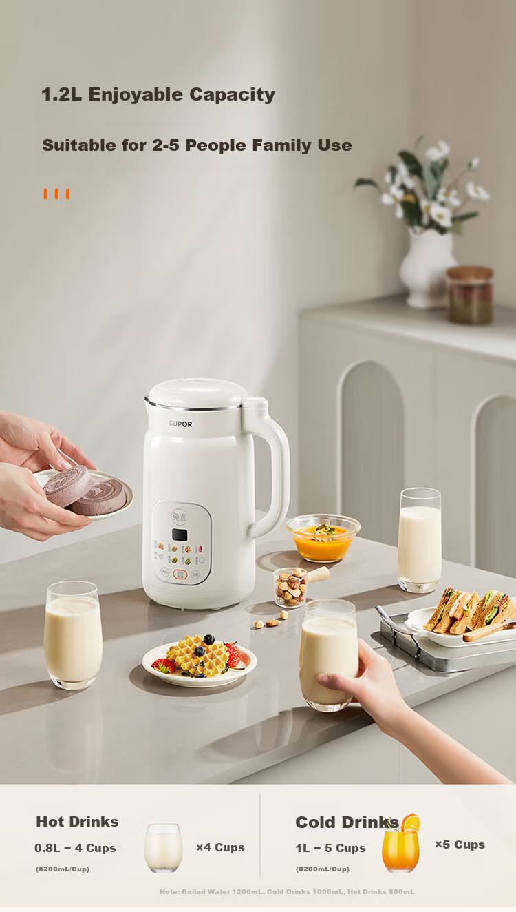SUPOR Soy Milk Maker Pure Titanium Inner Pot 2026 New Model 1.2L Household Fully Automatic No-Cook Multifunction Quiet Blender with Appointment and No-Filter Multigrain Processor DJ12B-T88 6