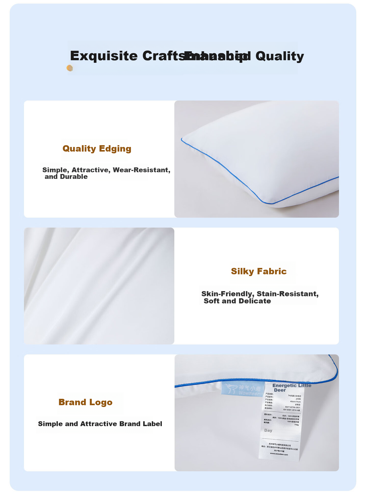 Shenqi Little Deer Three-Proof Antibacterial Fiber Pillow Adult Soft Pillow Hotel Soft White Pillow Home Single Deep Sleep Pillow 14