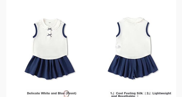 Balabala Girls Sleeveless Set Toddler Baby Two-Piece 2026 New Summer Cool Half-Button Sweet Vest + Skirt Pants 10