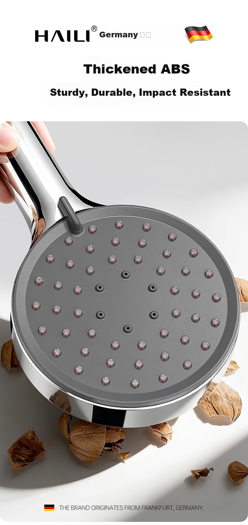 Haili Large Panel Coarse Hole Shower Head High Pressure Water Boost Bathroom Showerhead ZH261G 15