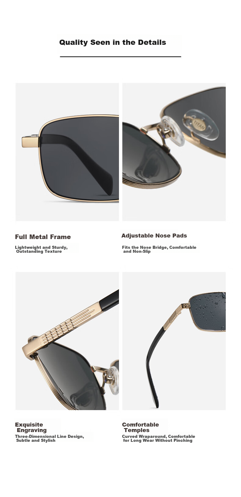 ROUPAI New Classic Aviator Sunglasses Titanium Temples Glass Lens Unisex Fashion Trendy Eyewear 4