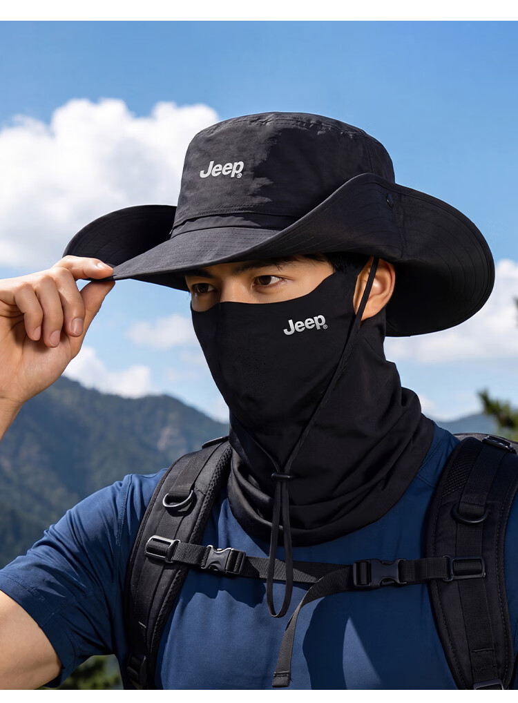 JEEP New UV Protection Breathable Sun Hat Summer Outdoor Ice Silk Face Mask for Men and Women 17