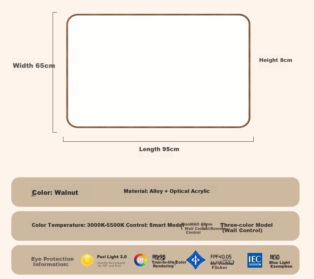 GUJIA LED Ceiling Light, Simple Backlit Eye Protection, Suitable for Living Room And Bedroom, 50cm Square-Shaped - Three Colors [Installation Included] 37