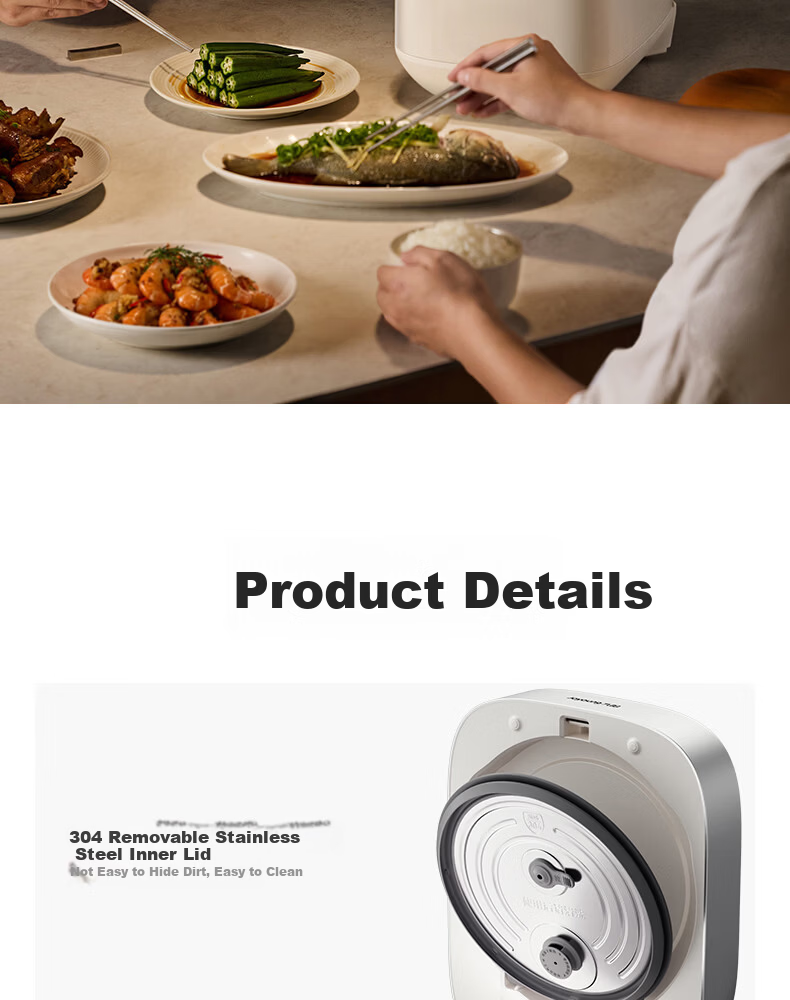 Joyoung 0 Fluoride Series Enamel Titanium IH Rice Cooker 4L 1200W Titanium Inner Pot 3-4 People Non-Teflon 6A Micro Pressure FF-PR1H02 (4L) 27
