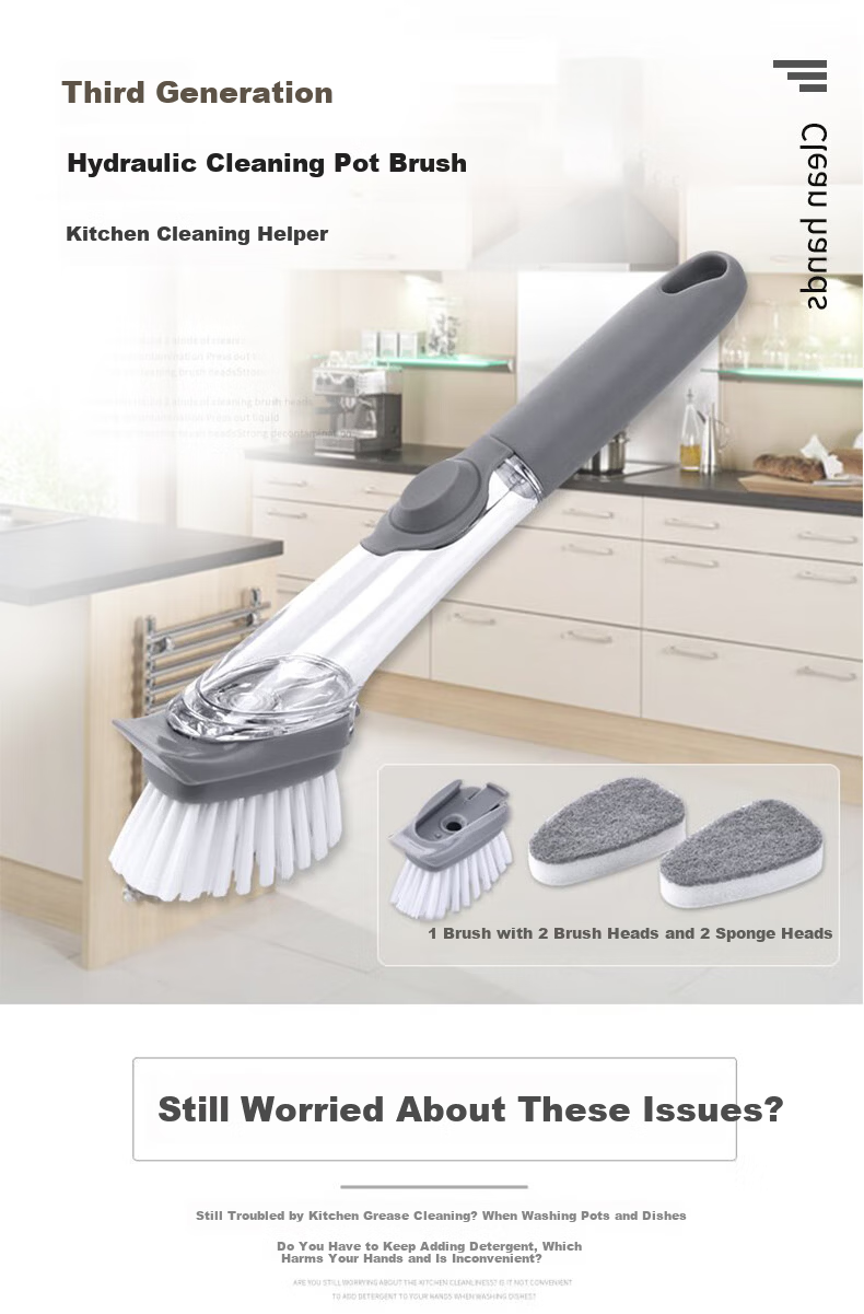Bingyou Natural Palm Pot Scrubber Kitchen Non-Stick Soft Bristle Dish Brush Single Pack 1