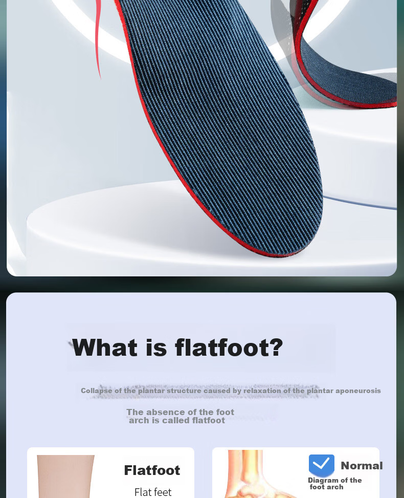 JVBV Flat Foot Arch Support Insoles for Men Adults Teens Kids Correct Overpronation Flat Feet Size 43 2