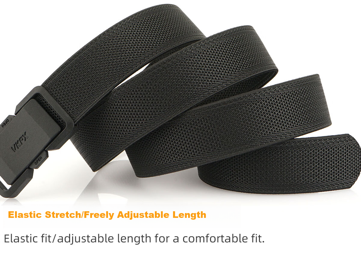 Aoweimei Tactical Elastic Nylon Canvas Woven Outdoor Casual Men's Belt with Quick-Release Buckle 10