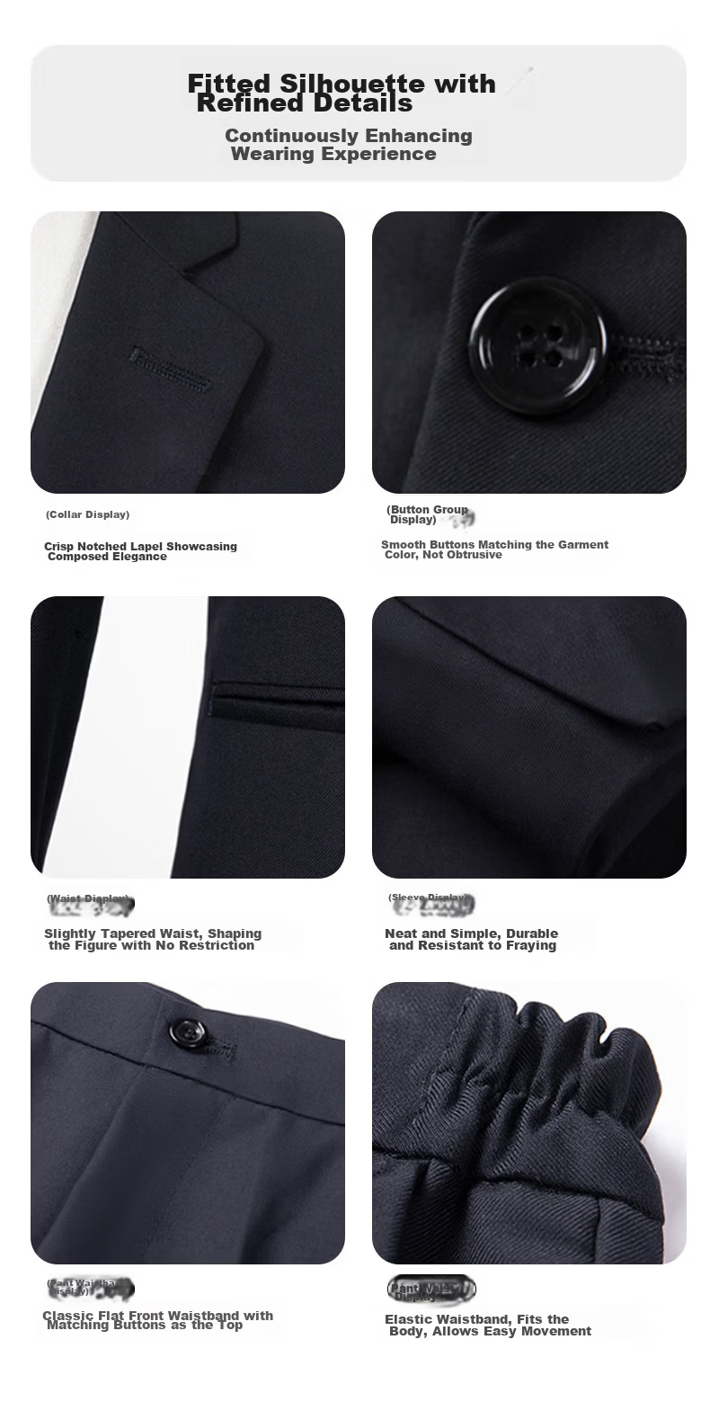 Yulixi Women's Navy Blue Business Slim Fit Wrinkle-Free Blazer Suit 2026 New Two-Piece Set 9
