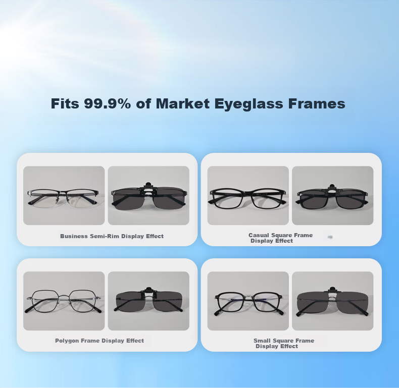 JFJN Polarized Clip-On Sunglasses for Myopia, UV Protection, Anti-Glare, Driving, Fishing, Hiking, Cycling JP02 16