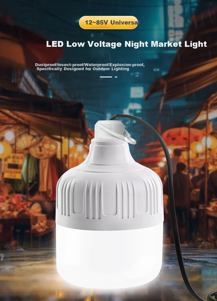 Biuyum LED Bulb for Night Market Stall 12-85V Direct Tricycle Battery Outdoor Portable Lighting Bulb with Pin Connector 40W 2