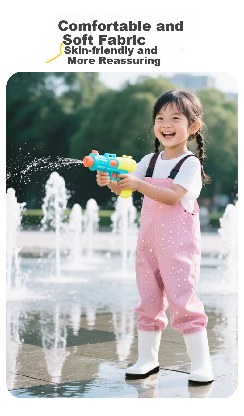 Blue Owl Shield Kids Beachcombing Suit Unisex Rain Boots Waterproof Wading Pants Water Play Suit YX1056 Size 29 14