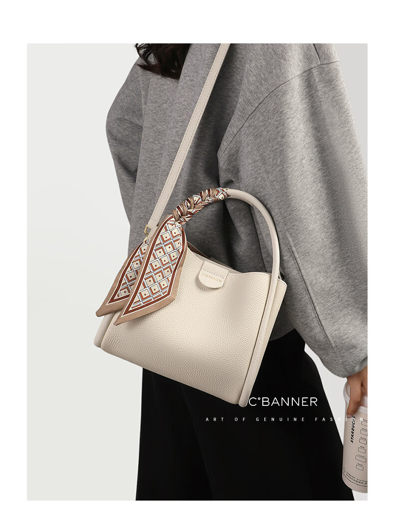 C.BANNER Women's Bag First Layer Cowhide Handbag Shoulder Bag Crossbody Light Luxury Birthday Gift High-End Feel for Girlfriend Wife 3