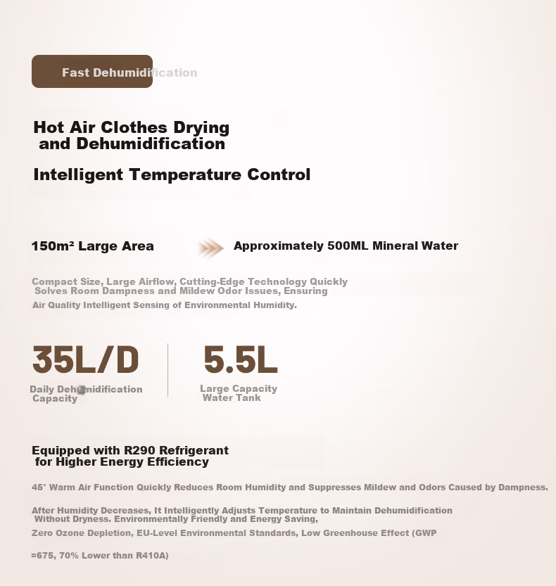 EDISON Dehumidifier, 35L Capacity, Suitable for 70-120㎡ Indoor Areas, Moisture-Proof, for Home And Industrial Use, Bedroom And Basement Drying Machine 5