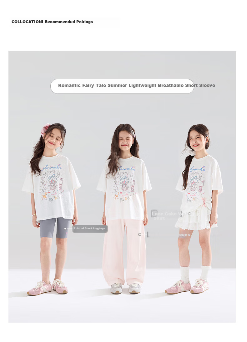 Mucmukn Wish Fairy Snowflake Soft Cotton Loose Hand-Painted Print Short Sleeve T-Shirt Summer Girls' Tee New 6