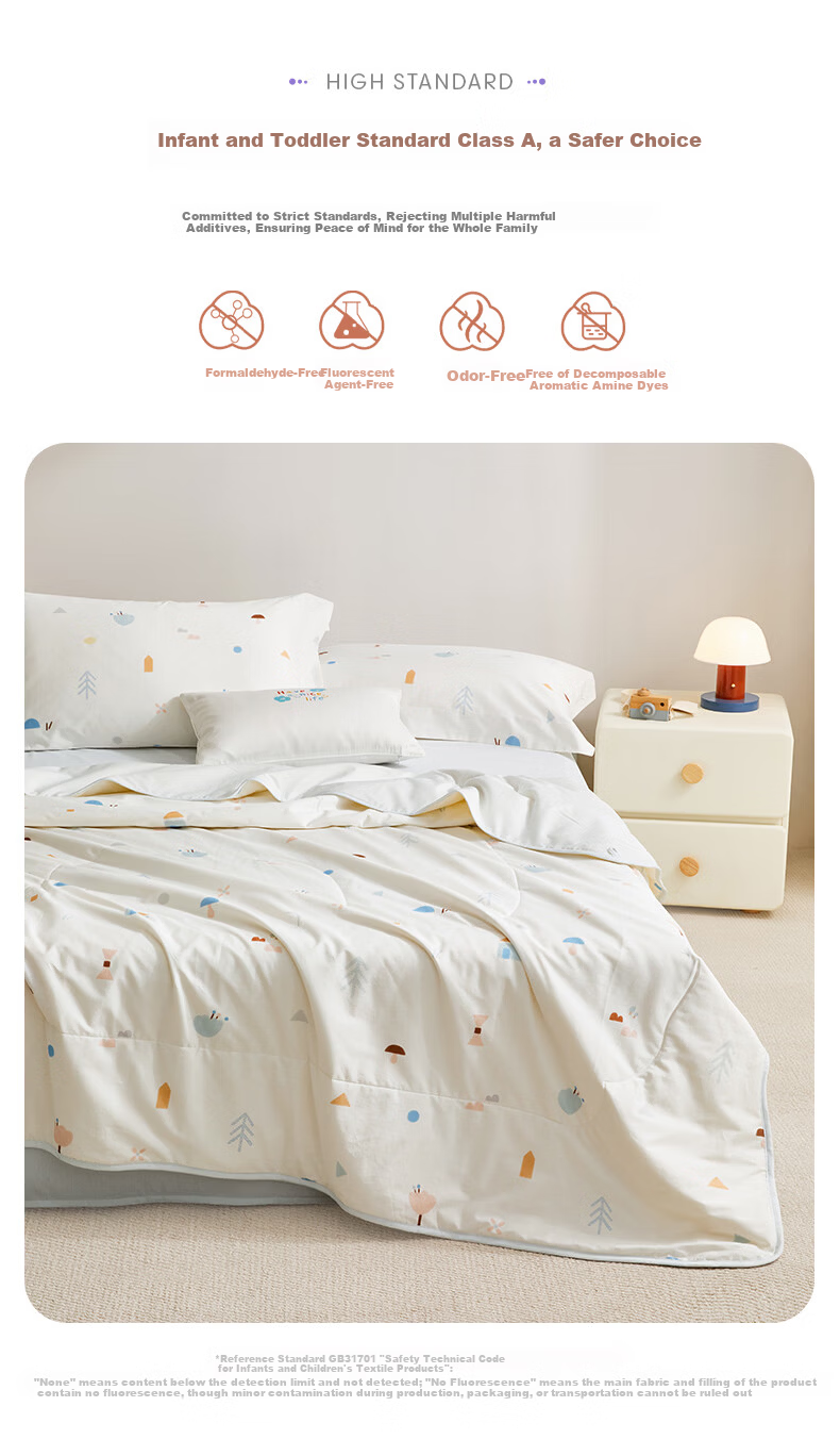 Luolaikids Quilt, 100% Cotton Washable, 50% Soybean Summer Cool Comforter, Class A Antibacterial Pure Cotton Air Conditioning Blanket 2