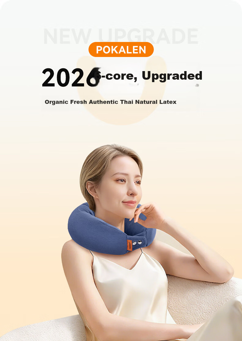 POKALEN U-Shaped Travel Neck Pillow Portable Business Airplane Neck Support Thai Imported Natural Latex Essential for Travel 1