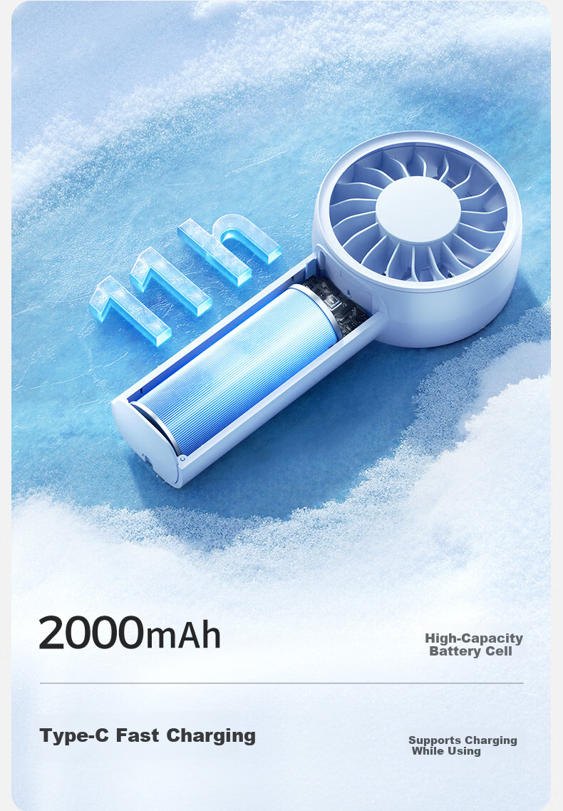 Aecooly Handheld Mini USB Rechargeable Portable Foldable Pocket Fan Lightweight Outdoor High Wind Power 21