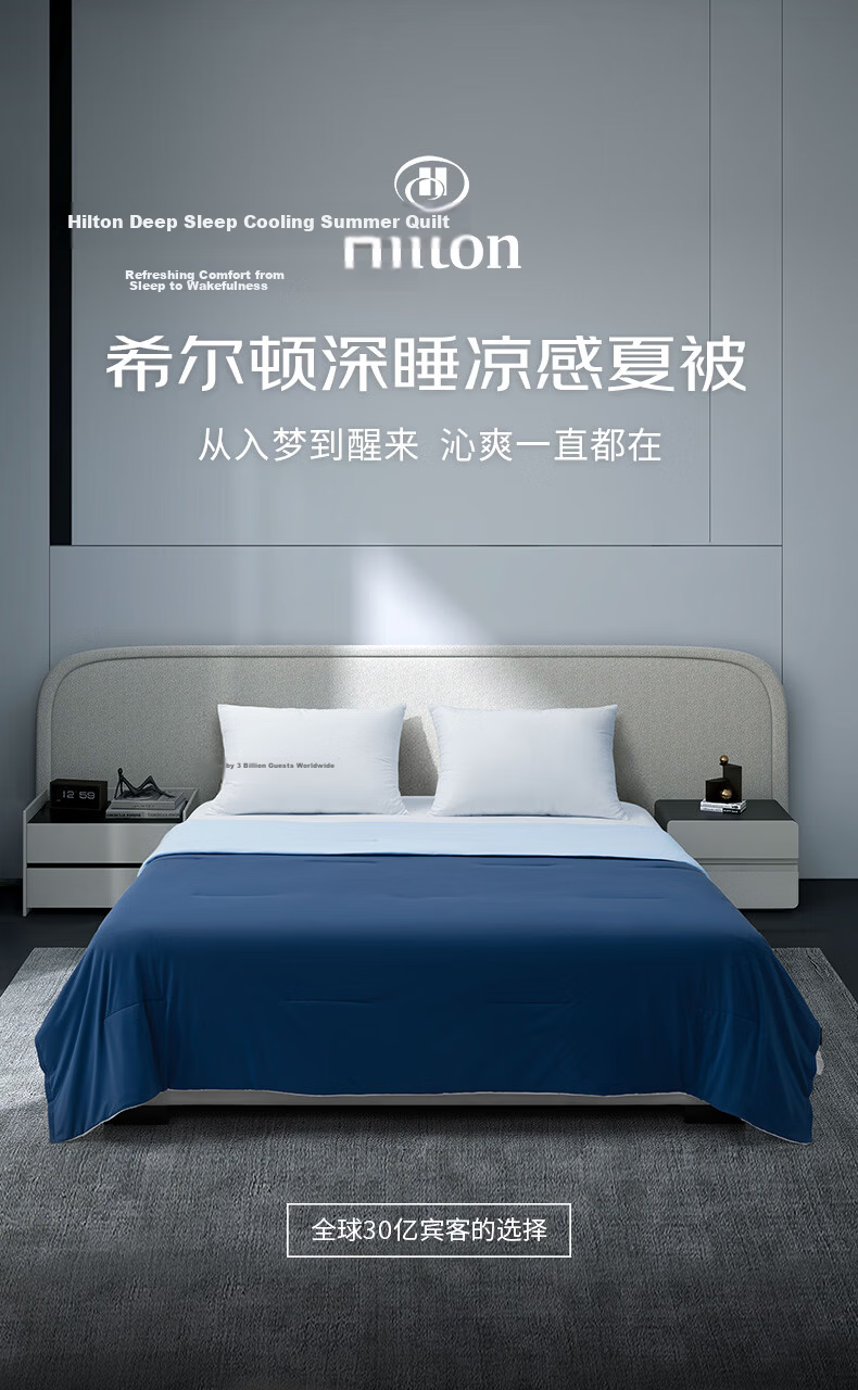 Hilton Summer Cooling Quilt Deep Sleep Cooling Core A-Class Antibacterial Washable Air Conditioning Quilt Deep Blue 200*230cm 1