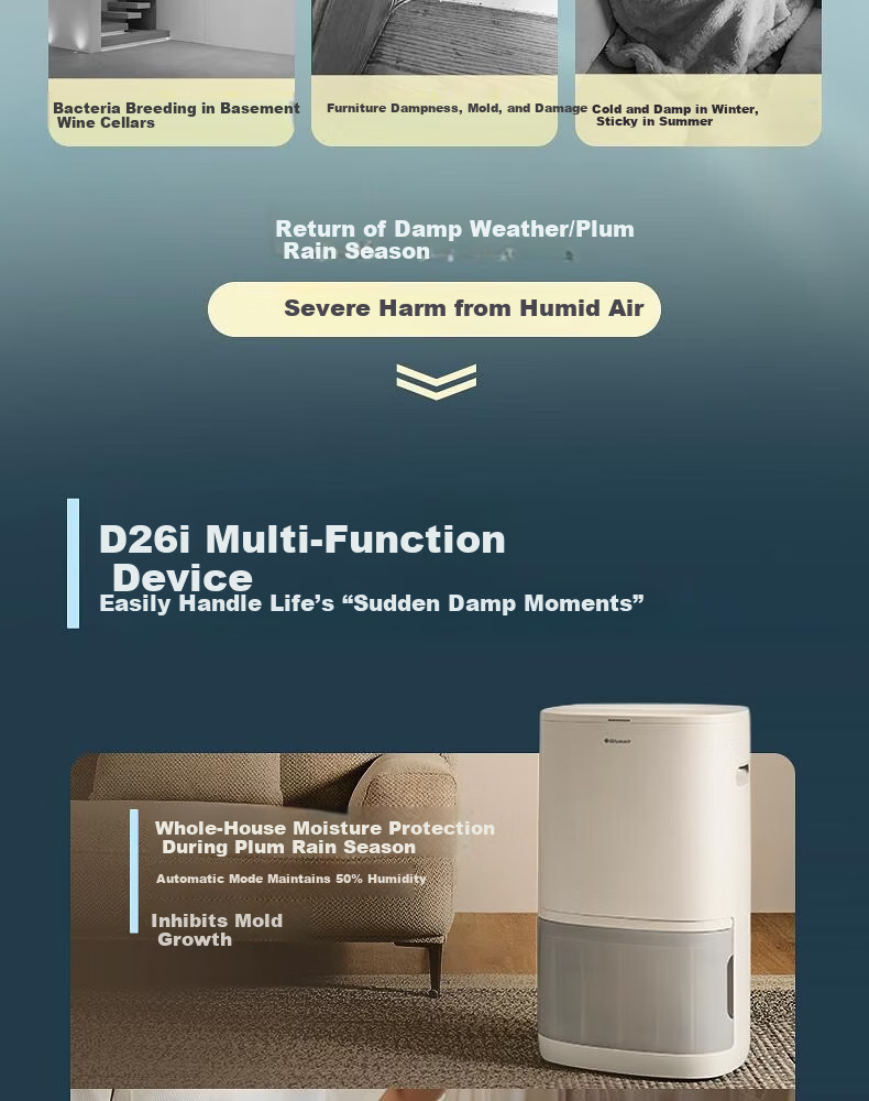 Blueair D26i Home Silent Dehumidifier and Air Purifier Combo for Damp Weather 4