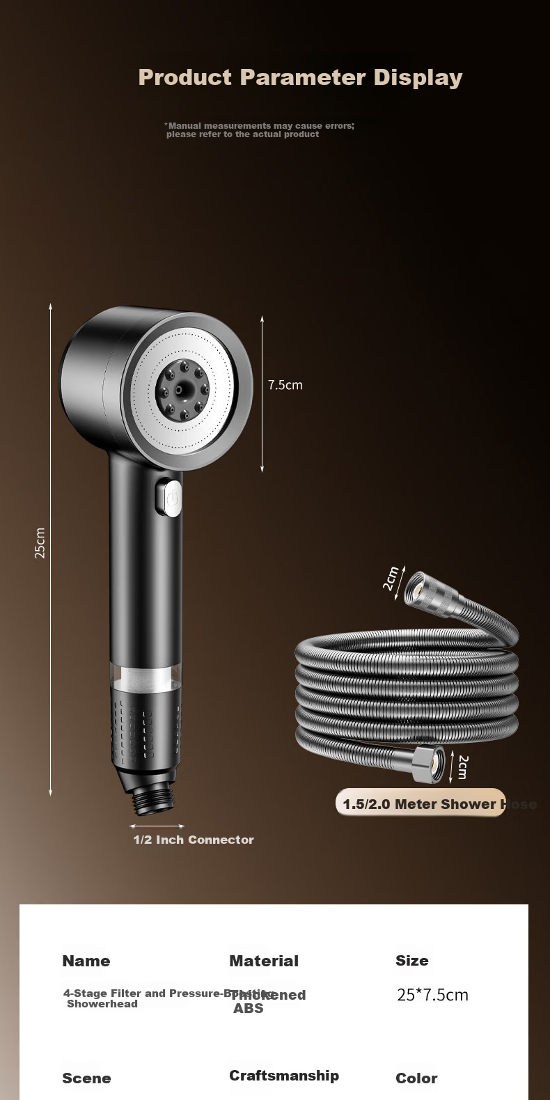 WUZORY [Germany] High-Pressure Shower Head Powerful Bathroom Multi-Function Handheld Shower Sprayer 30