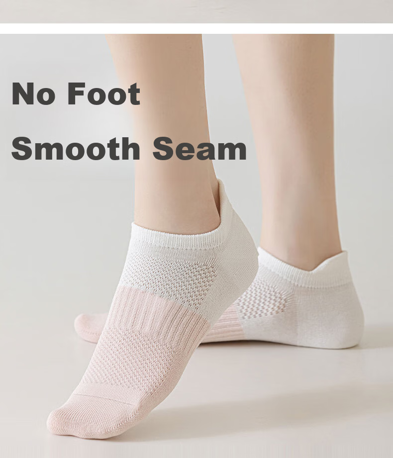 Yimian Women's Summer Thin Xinjiang Cotton No-Show Socks Antibacterial Odor-Resistant Breathable Mesh Low-Cut Cotton Socks 10 Pairs 10