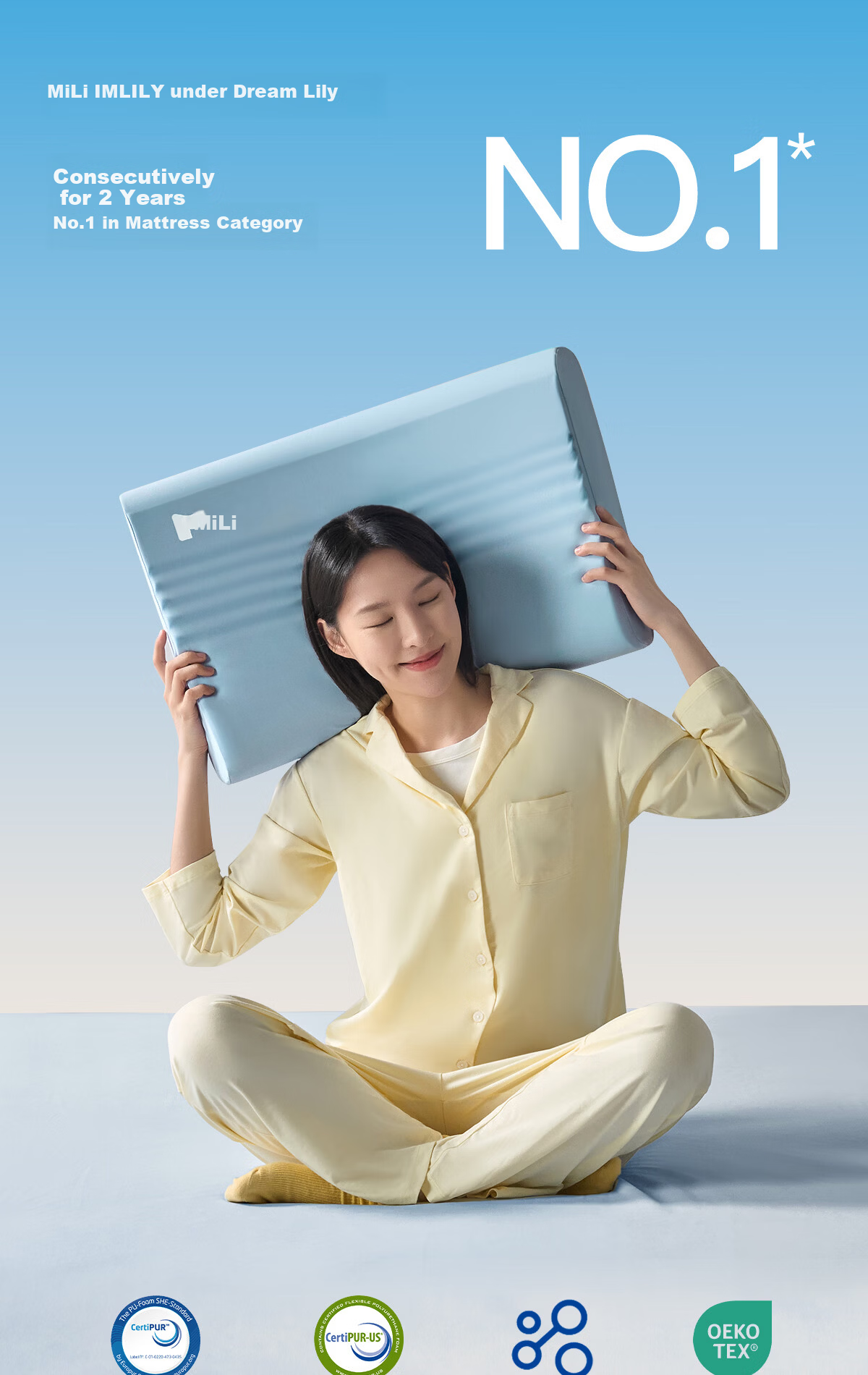MLILY Mili Neck Support Pillow Adult Sleep Aid Deep Sleep Memory Foam Pillow Student Dormitory Single Use Pillow Core 1