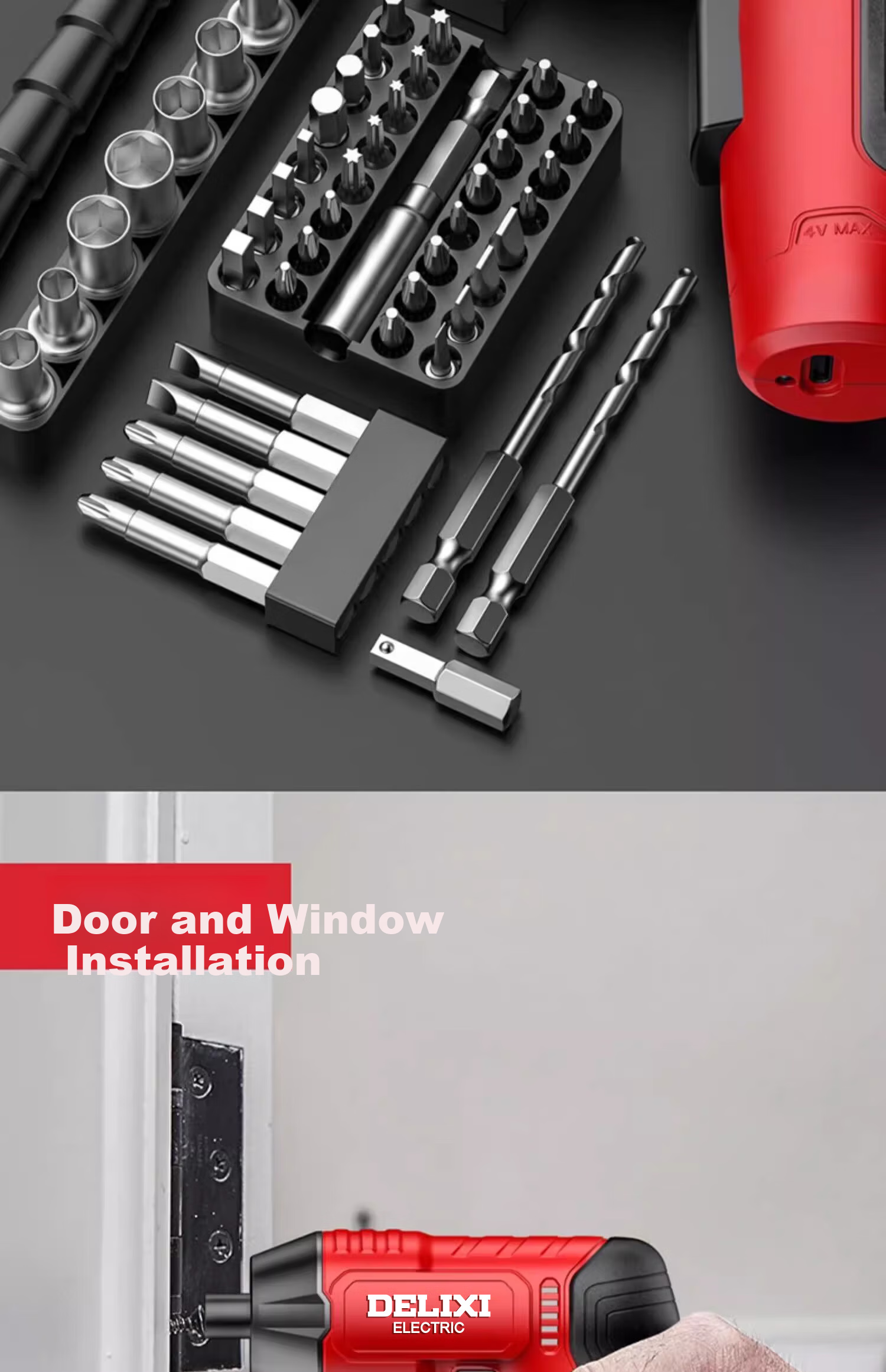 DELIXI ELECTRIC Cordless Electric Screwdriver Small Household Set Strong Magnetic Multi-Function Electric Screwdriver 6