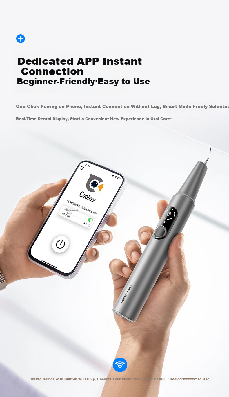 Moon Crescent Ultrasonic Teeth Cleaner M1 Pro Visual Tooth Tartar Remover Dental Cleaner Yellow Stain Remover Gift for Husband Boyfriend 16