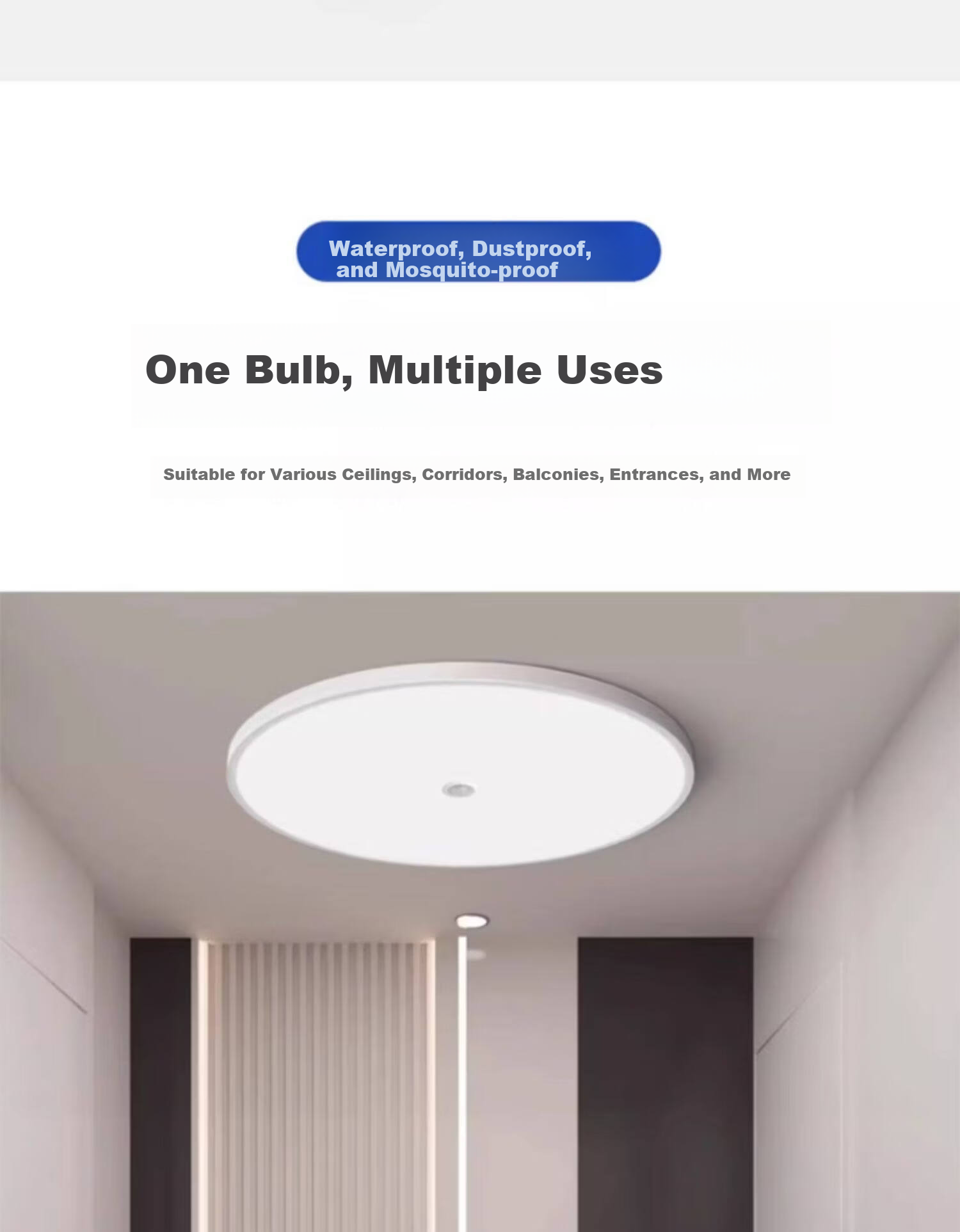 Labotareda Ultra-thin Three-proof Ceiling Light LED Infrared Human Body Sound Control Lamp for Stairs Corridor Hallway 20
