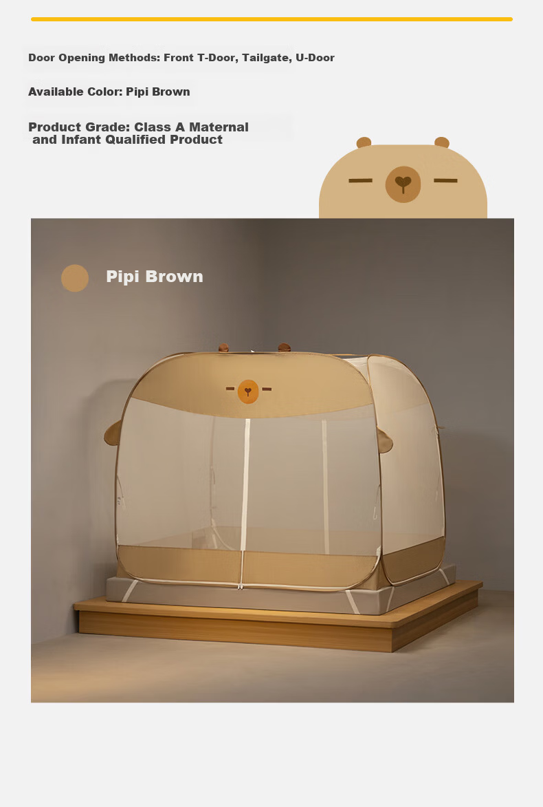 MEDOGA 2026 Home Bedroom Mosquito Net Capybara - Parent-Child Installation-Free, 1.5 Meters, Pipi Brow 33