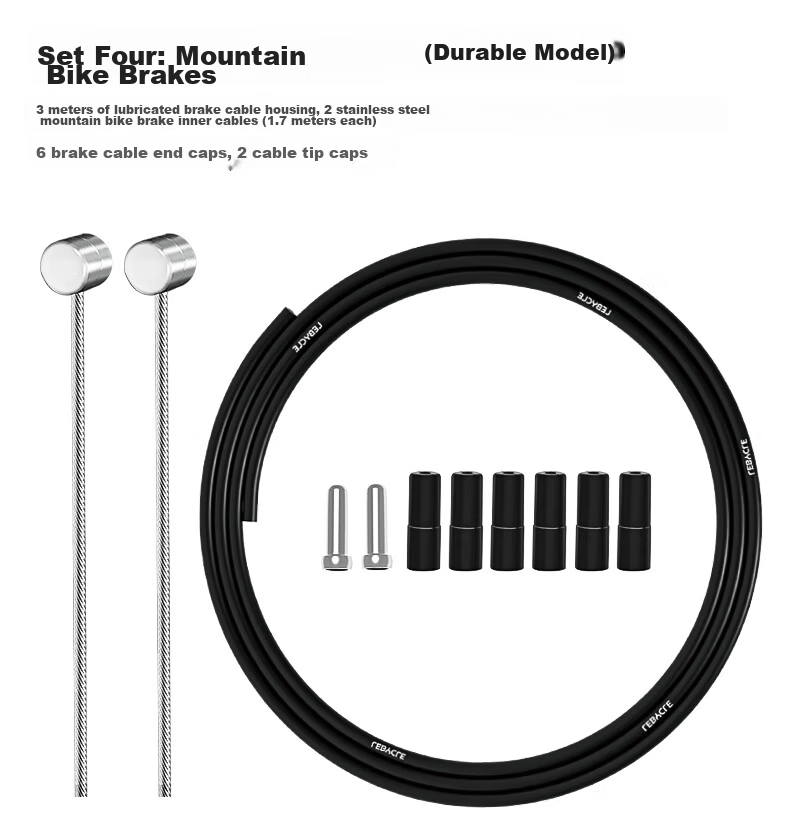 LEBYCLE Bicycle Stainless Steel Road Brake Cable Set with Oil Injection Cable Housing for C-Brake and Disc Brake Wire Caps 4