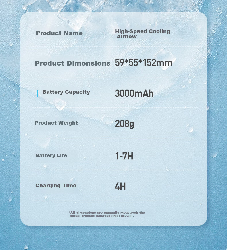CHIGO Handheld Mini Fan Cooling Ice Compress High-Speed Powerful Small Fan Semiconductor Ice Compress Outdoor Cooling Mini USB Rechargeable Long Battery Life Dorm Use 16