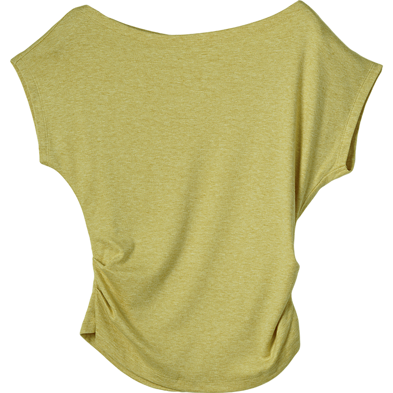 Olrain European Style Elegant Off-Shoulder Slim Fit T-Shirt Women Summer Slimming Youthful Top Apricot L