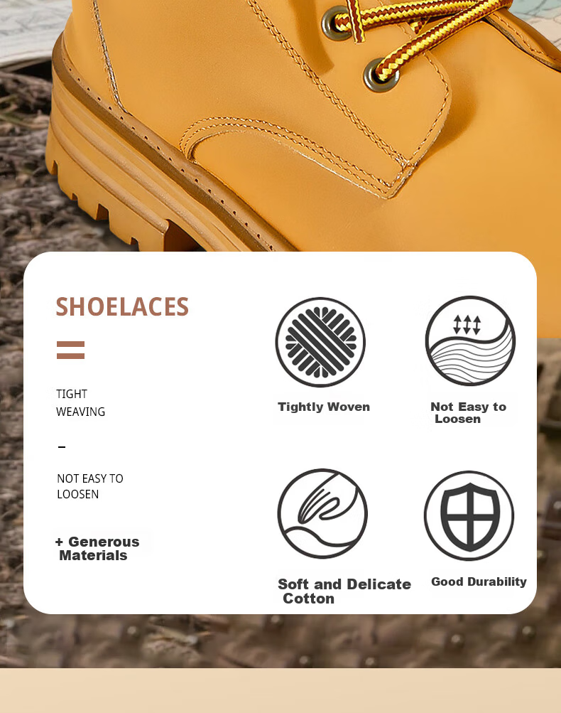 Huabaochi 3 Pairs Yellow Martin Boots Shoelaces Unbreakable Thick Round Classic Work Hiking Shoes Laces for Men and Women 2