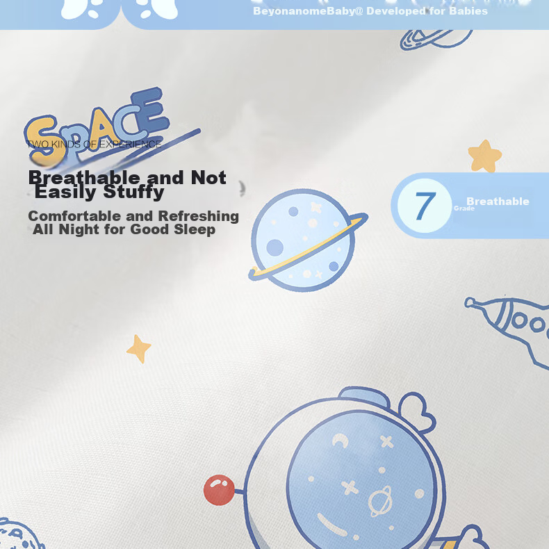 BEYONDHOME BABY Pure Cotton Fitted Sheet A-Class for Newborns and Toddlers, Cute Planet Design, 120*65cm 18