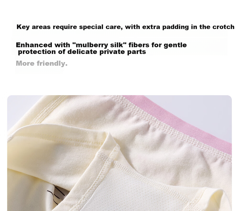 Betis Children's Underwear 3-4 Years Old Girls Summer Mulberry Silk Antibacterial Comfortable Breathable Boxer Shorts 13