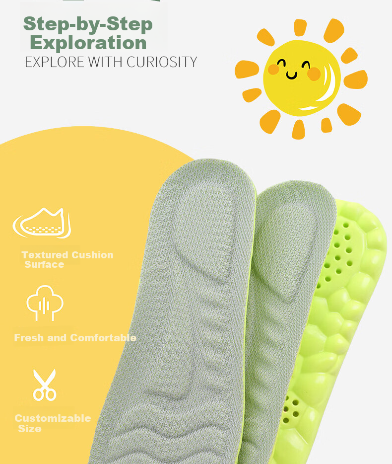 Huabaochi Kids Sports Insoles Soft Shock Absorption Thickened Cuttable Comfortable Sweat-Absorbent Breathable for Boys and Girls 4