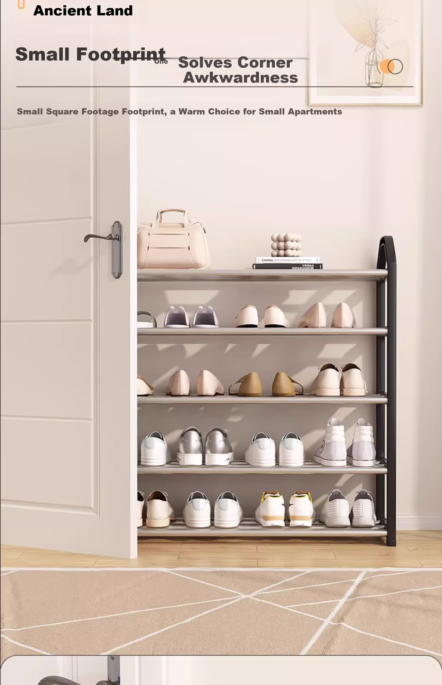 Yi Mo Shoe Rack Simple Shoe Cabinet Multi-layer Storage Shelf Three-tier Black 42cm 3