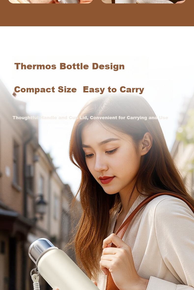 Deli Portable Electric Heating Water Cup 550ml Large Capacity Insulated Kettle Travel Vacuum Insulated Smart Constant Temperature 316L Stainless Steel Inner Liner 4