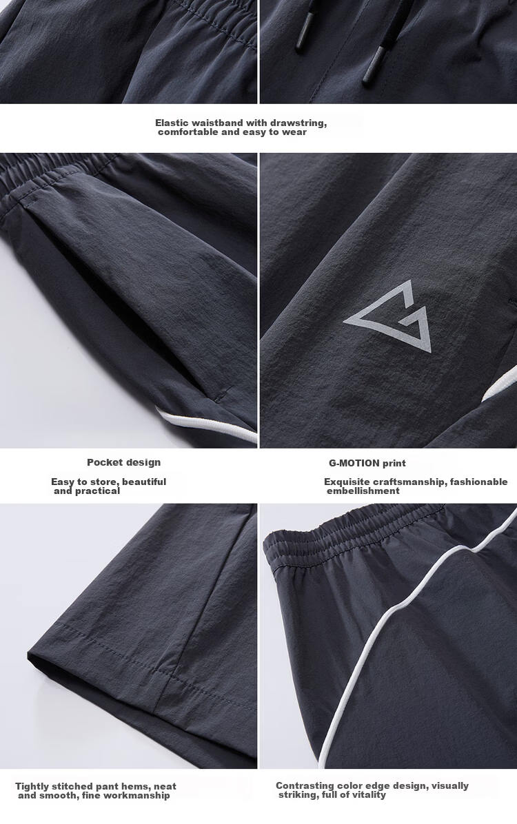 Giordano G-motion Four-Way Stretch Water-Repellent Sun-Protective Color-Block Elastic Waist Casual Shorts for Men 01106345 21