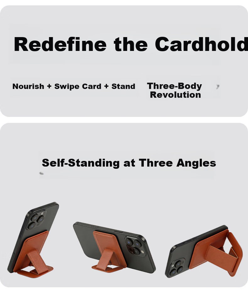 Zitai Card Holder Phone Stand Tablet Stand MagSafe Magnetic Card Holder Phone Case 2-in-1 Card Sleeve Back Sticker Transit Metro Card Compatible with Apple iPhone 17/16/15/13 Brown 1