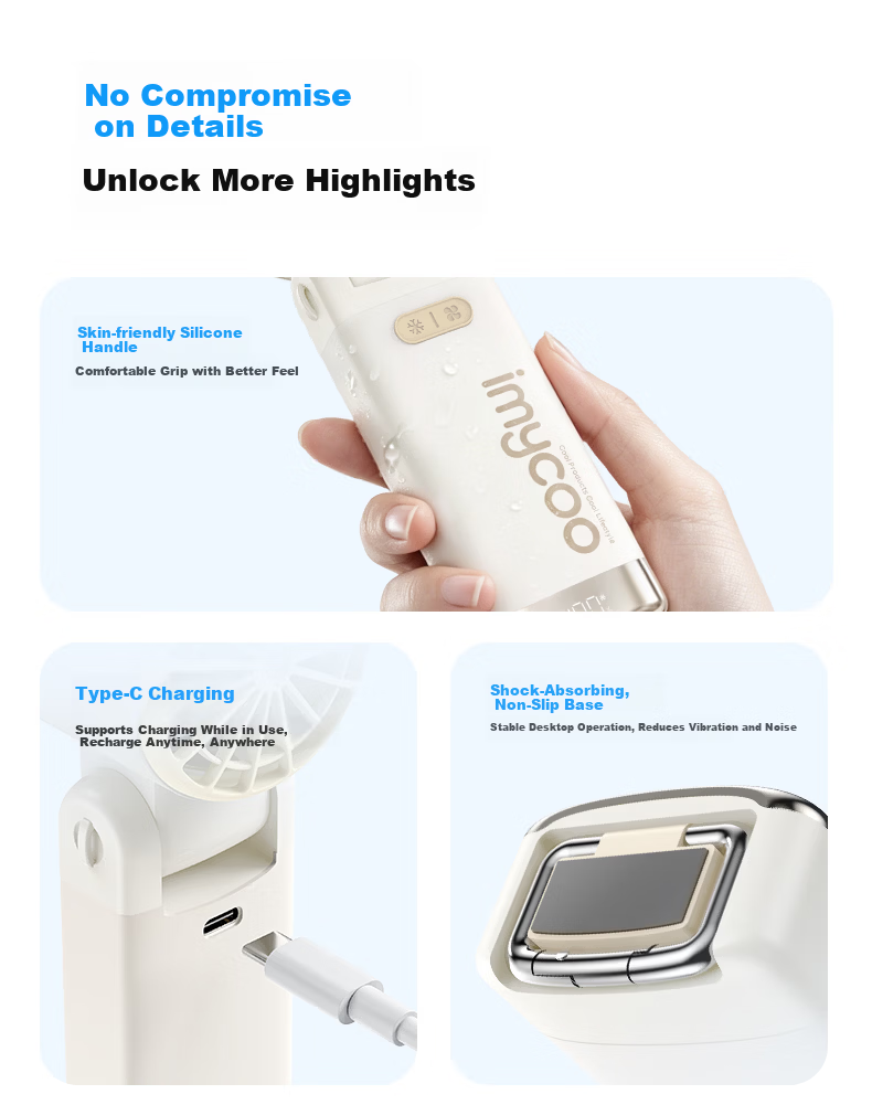 AIMIKU Skin-Friendly Silicone Handheld Mini Fan Student Silent Foldable High-Speed Turbo Fan Office Desktop Small Portable Long Battery Life USB Rechargeable 22